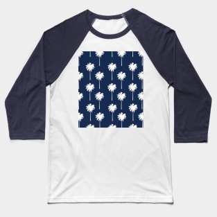 Tropical Palm Tree Dark Blue Baseball T-Shirt